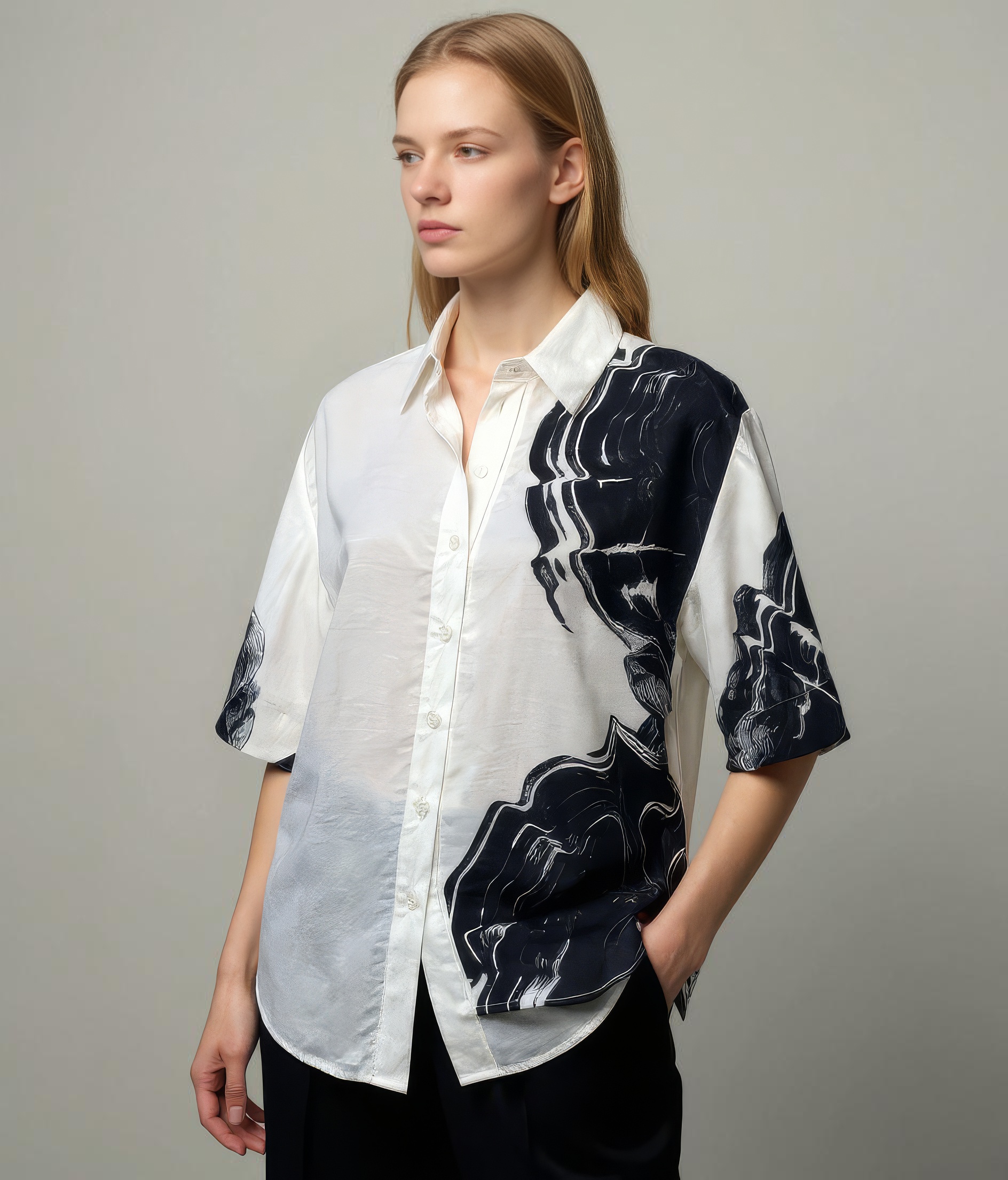 Printed Button-Up Shirt generated output