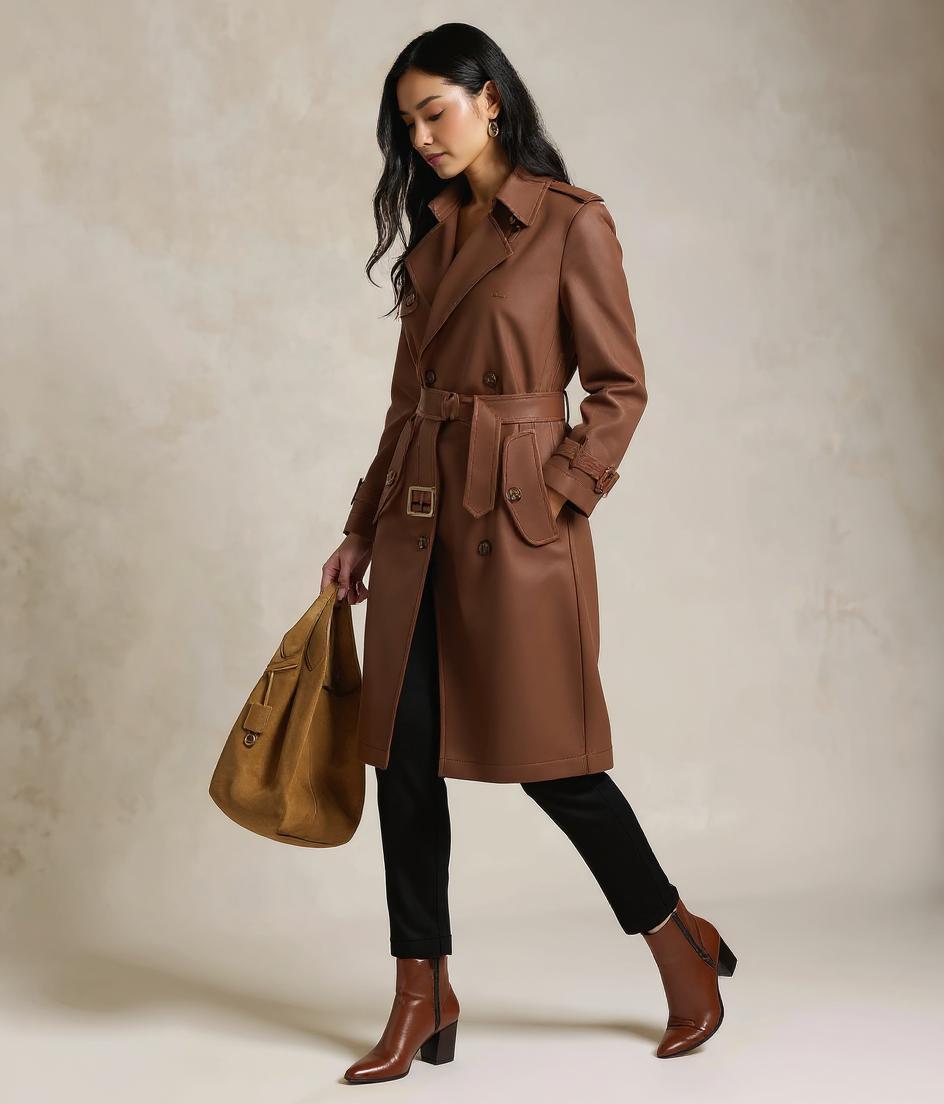On-model trench image suitable for ecommerce merchandising.